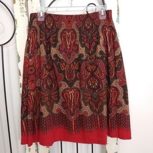 Charter Club cotton red Paisley skirt s